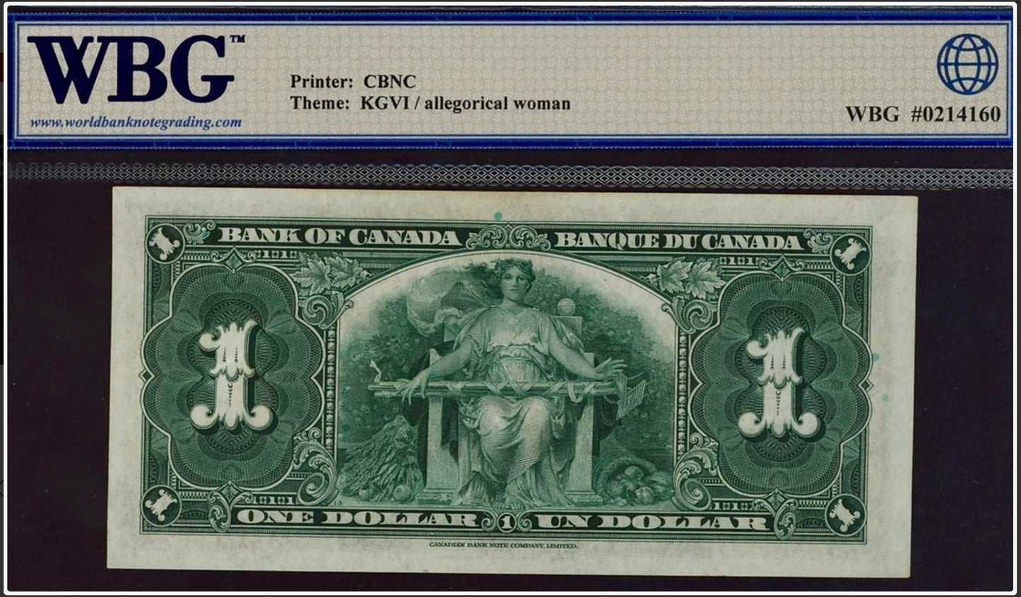 CANADA P.58d 1937 $1 Gordon, Towers 62 UNC