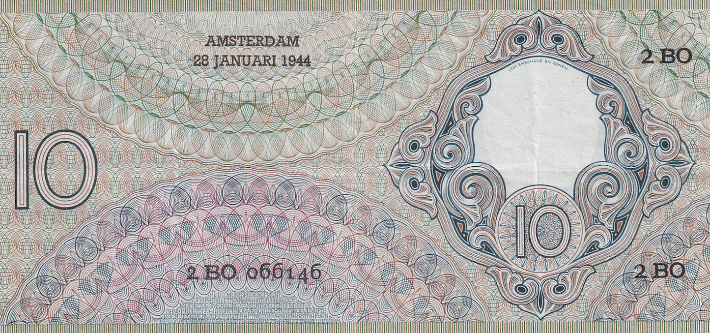 NETHERLANDS P.59 1943 10 Guilden NEF