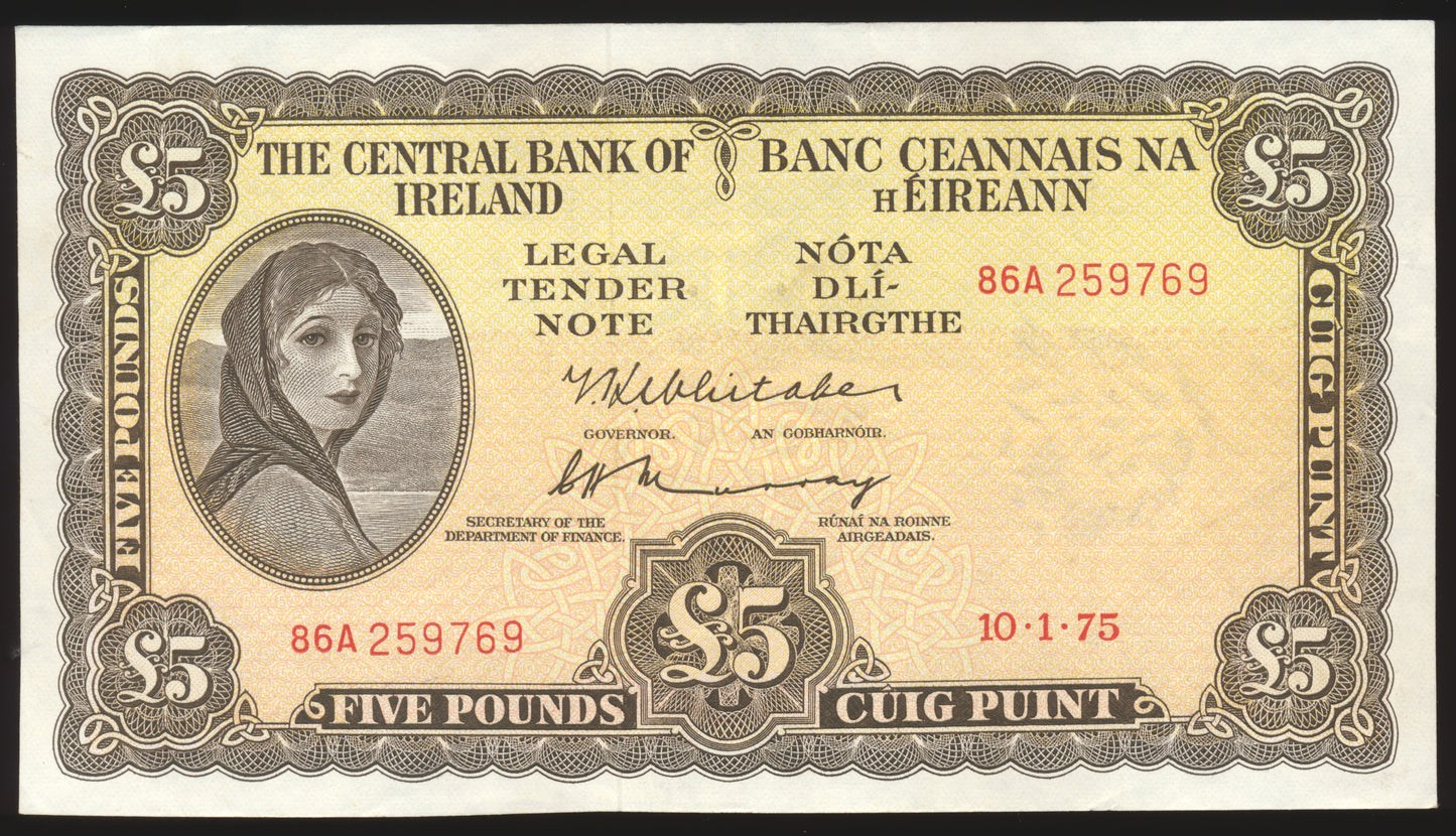 IRELAND P.65c 1975 £5 NEF