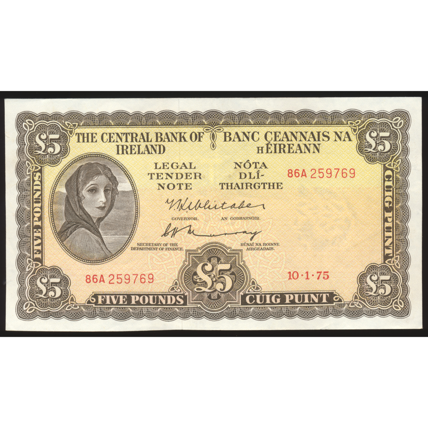 IRELAND P.65c 1975 £5 NEF