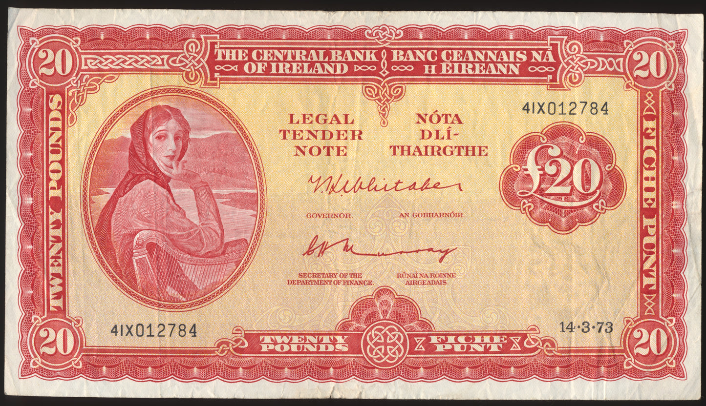 IRELAND P.67b 1973 £20 AVF