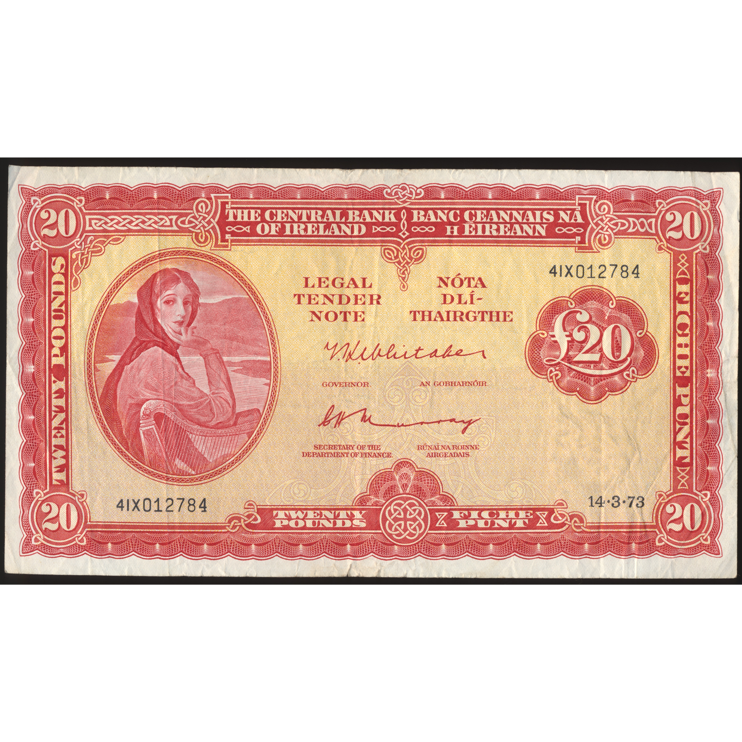 IRELAND P.67b 1973 £20 AVF