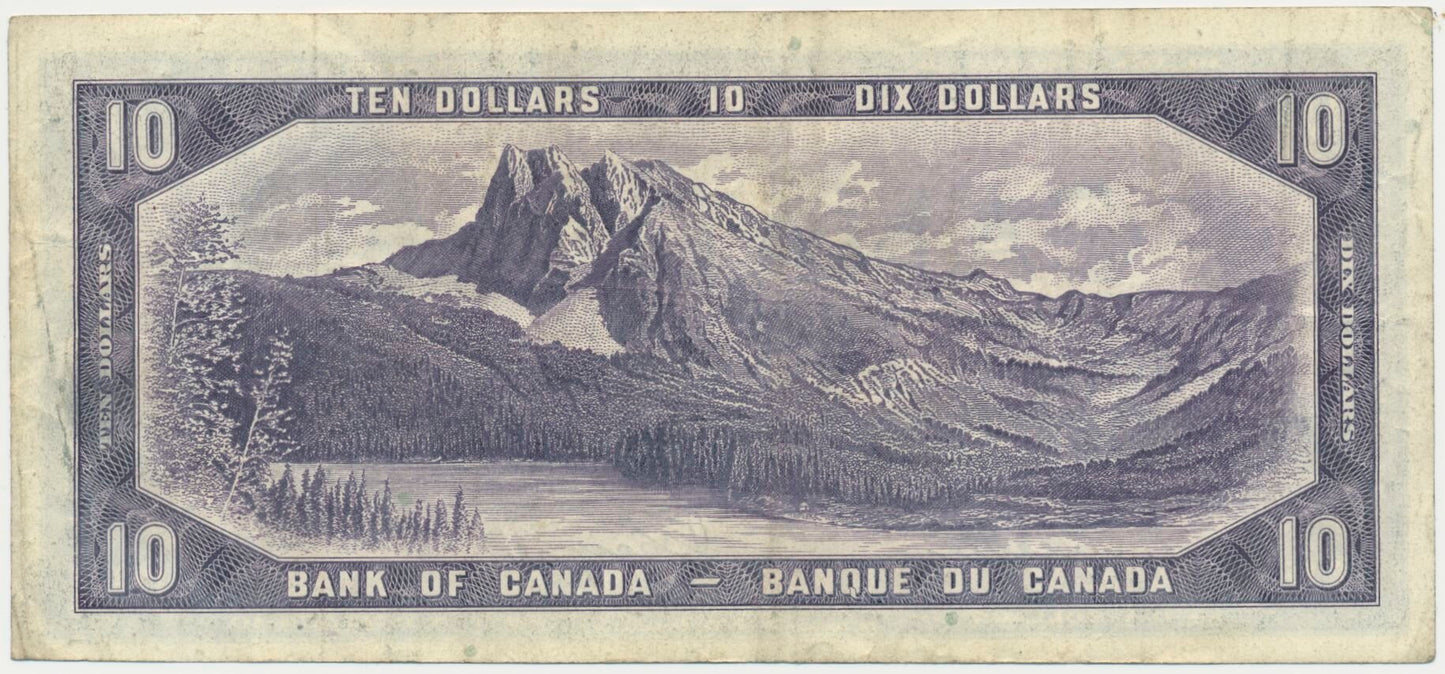 CANADA P.69b 1954 $10 Beattie, Coyne GVF J/D