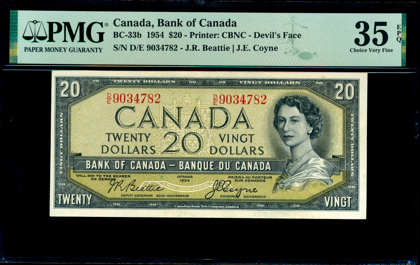 CANADA P.70b BC-33b 1954 $20 Beattie, Coyne D/E Choice VF 35 PQ