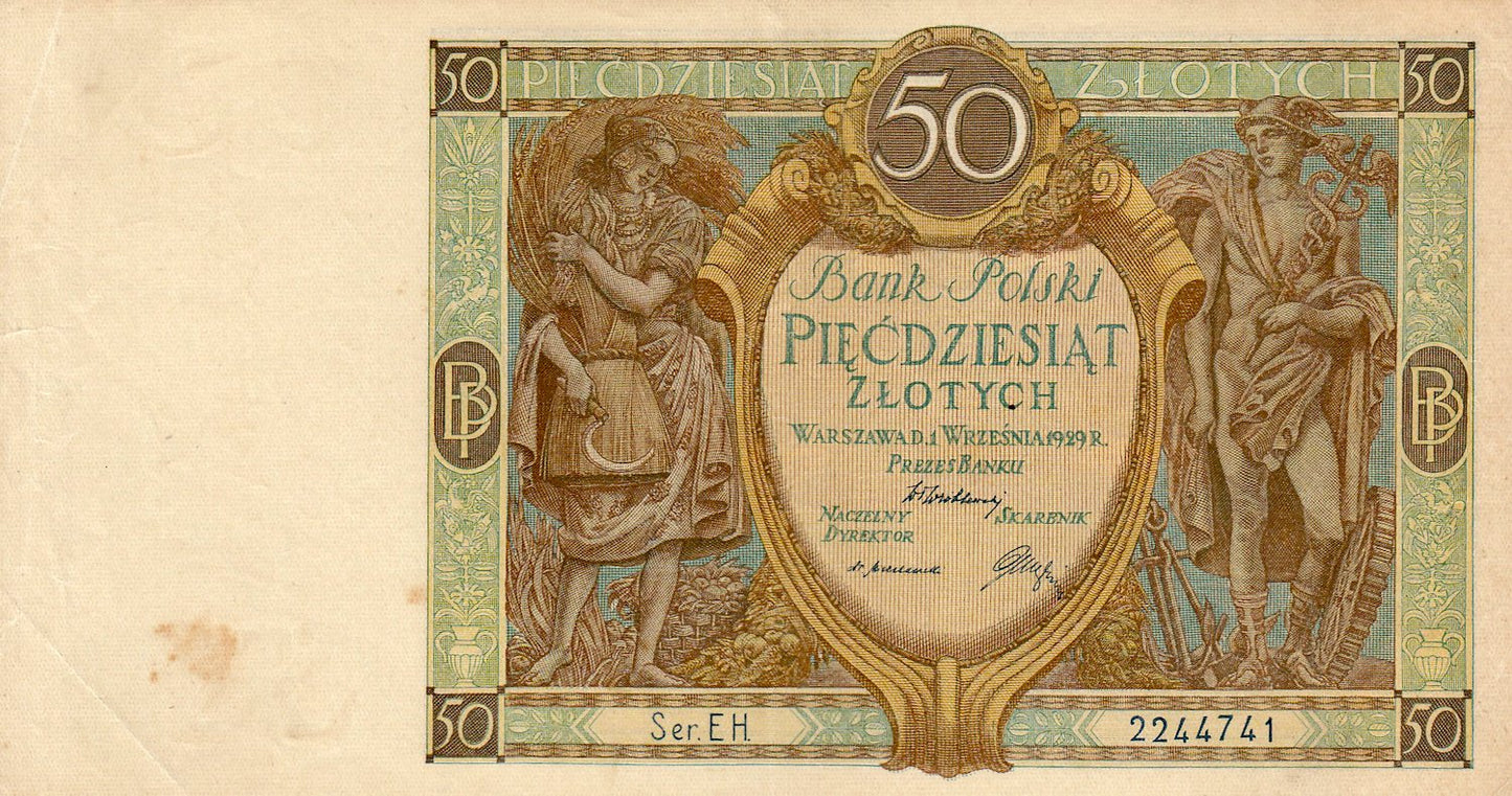 POLAND P.71 1929 50 Złotych EF