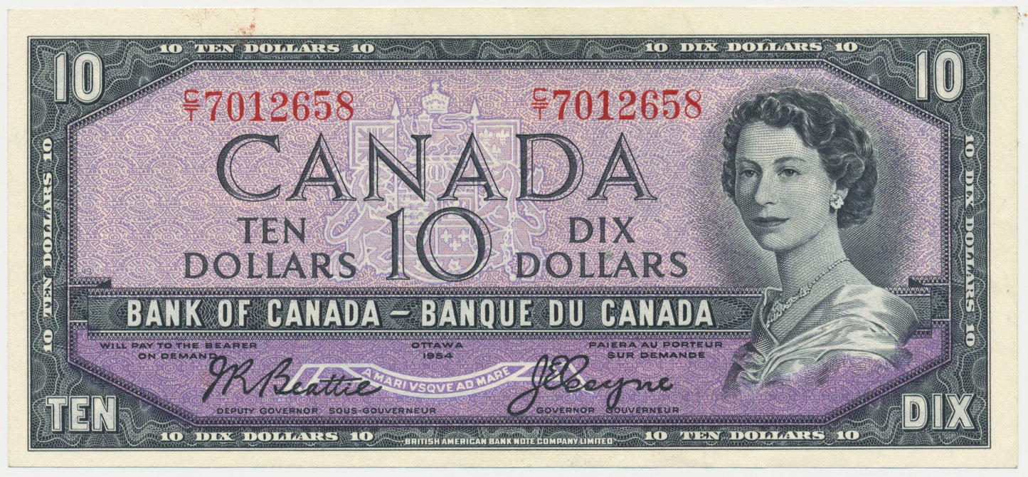 CANADA P.79a 1954 $10 Beattie, Coyne EF C/T