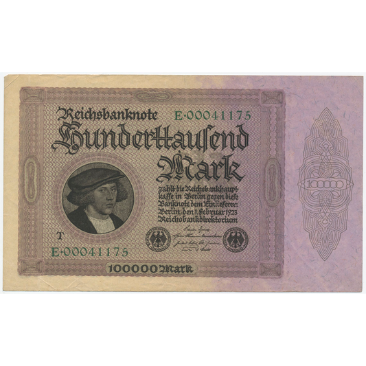 GERMANY P.83b 1923 100,000 Mark VF