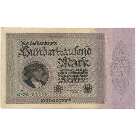 GERMANY P.83c 1923 100,000 Mark VF