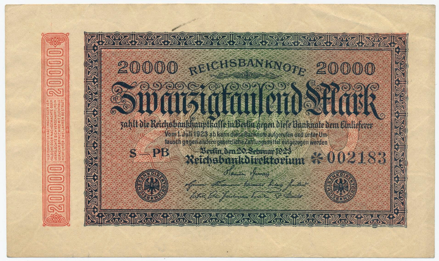 GERMANY P.85d 1923 20,000 Mark NEF