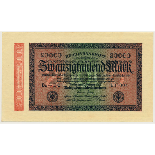 GERMANY P.85e 1923 20,000 Mark AUNC