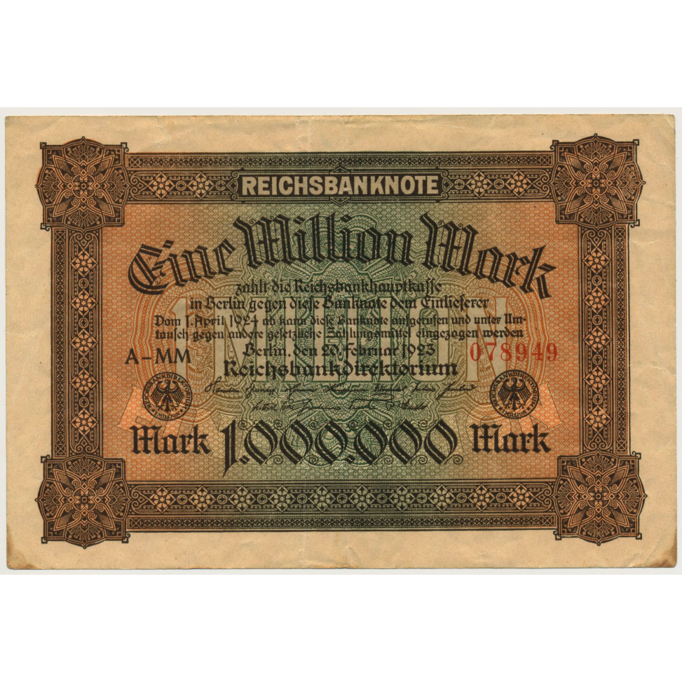 GERMANY P.86a 1923 1,000,000 Mark VF