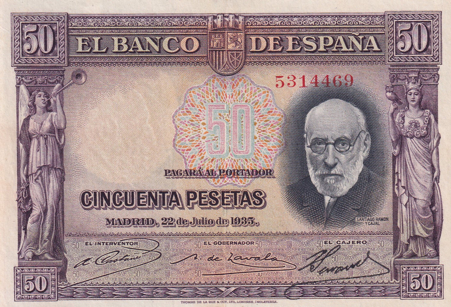 SPAIN P.88 1935 50 Peseta AUNC