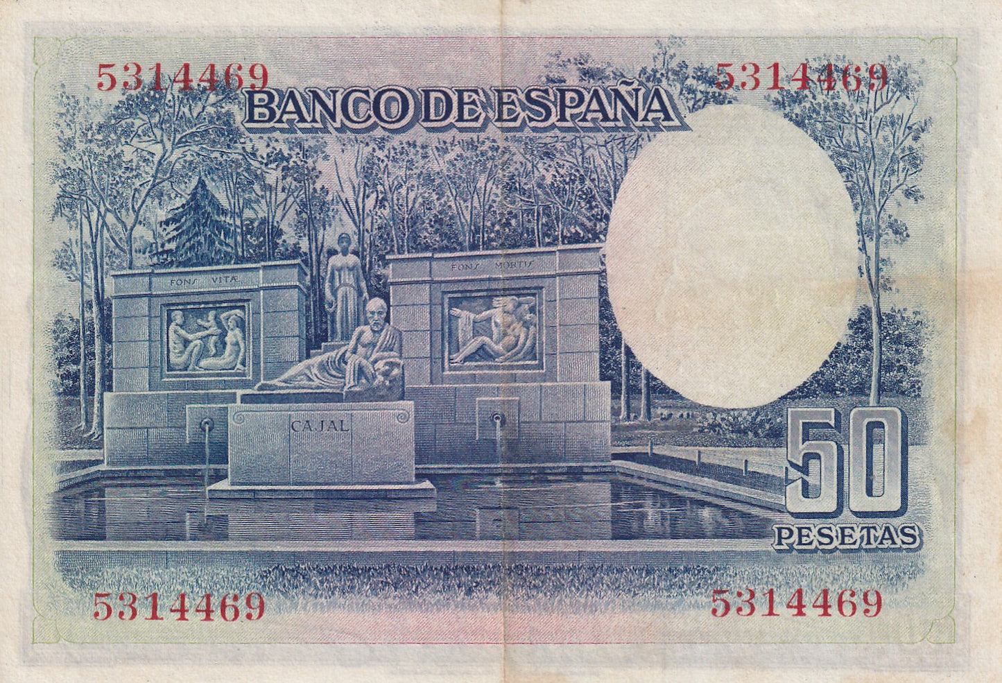 SPAIN P.88 1935 50 Peseta AUNC