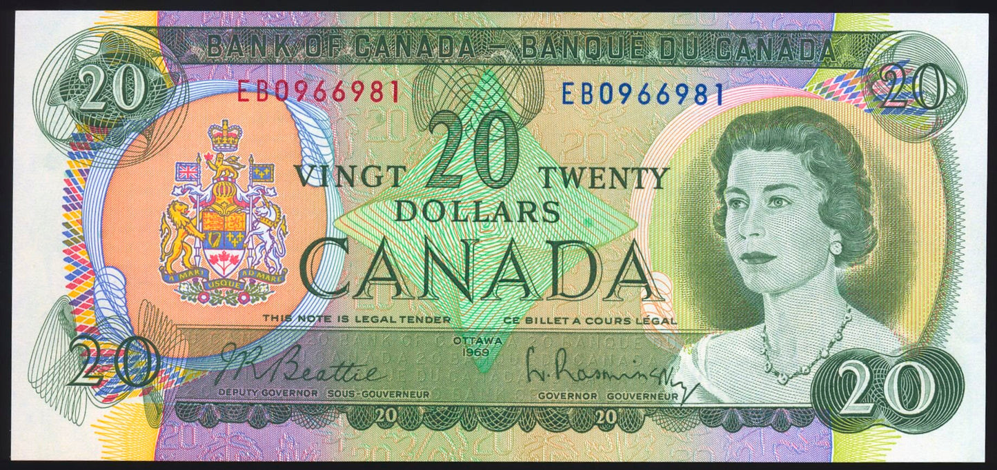 CANADA P.89a BC-50a $20 1969 Beattie, Rasminsky GEM UNC 65 EPQ