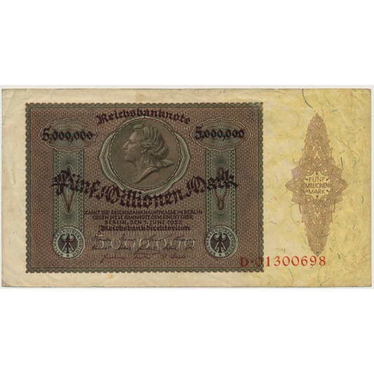 GERMANY P.90 1923 5,000,000 Mark GVF