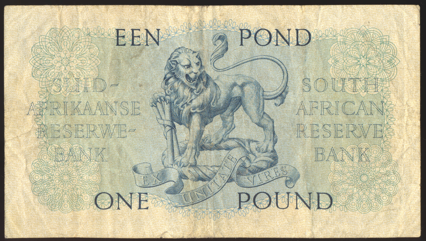 SOUTH AFRICA P.92d 1953 1 Pound VF B/156