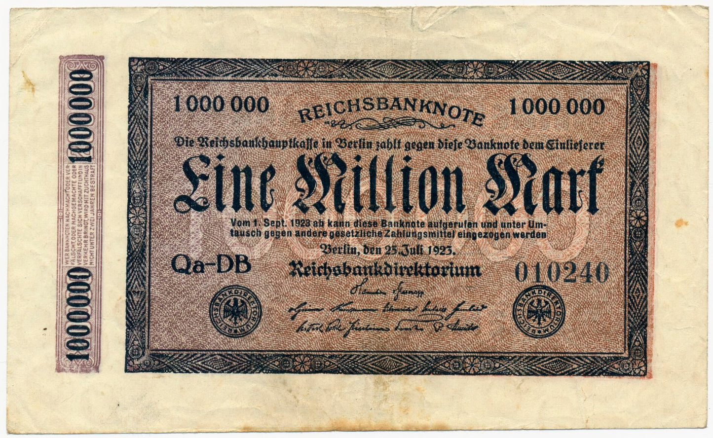 GERMANY P.93 1923 1,000,000 Mark GVF