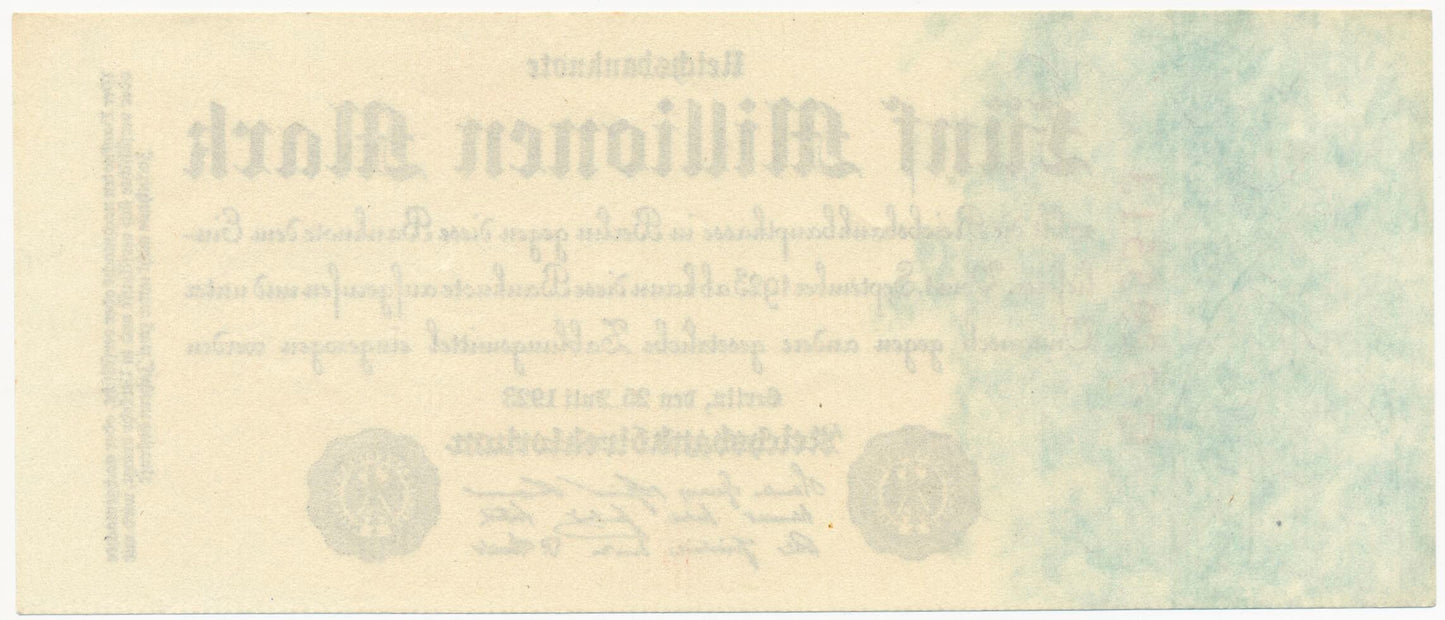 GERMANY P.95 1923 5,000,000 Mark UNC