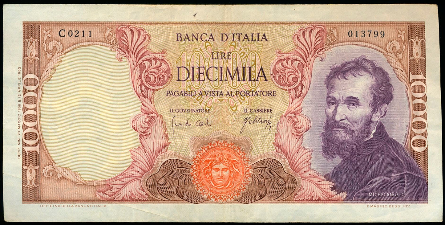 ITALY P.97b 1964 10,000 Lire NEF