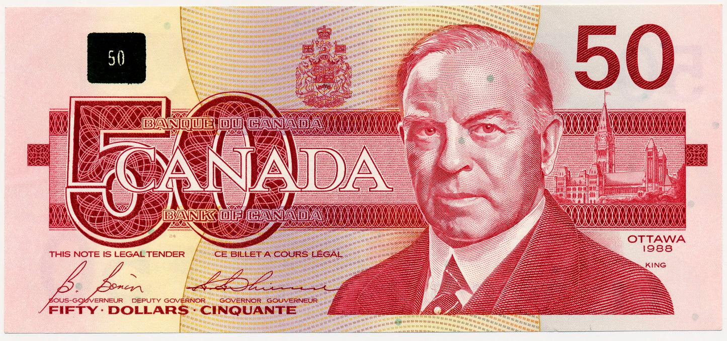 CANADA P.98b $50 1988 Bonin, Thiessen AUNC FHM