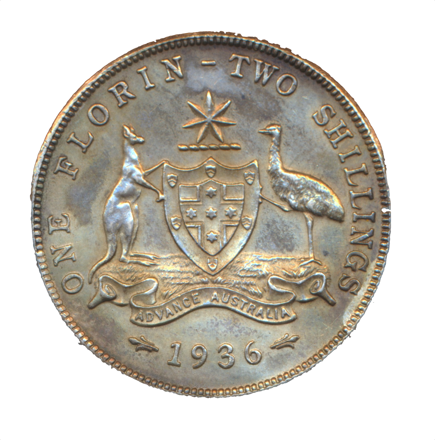 Australia KM27 1936 Silver Florin EF