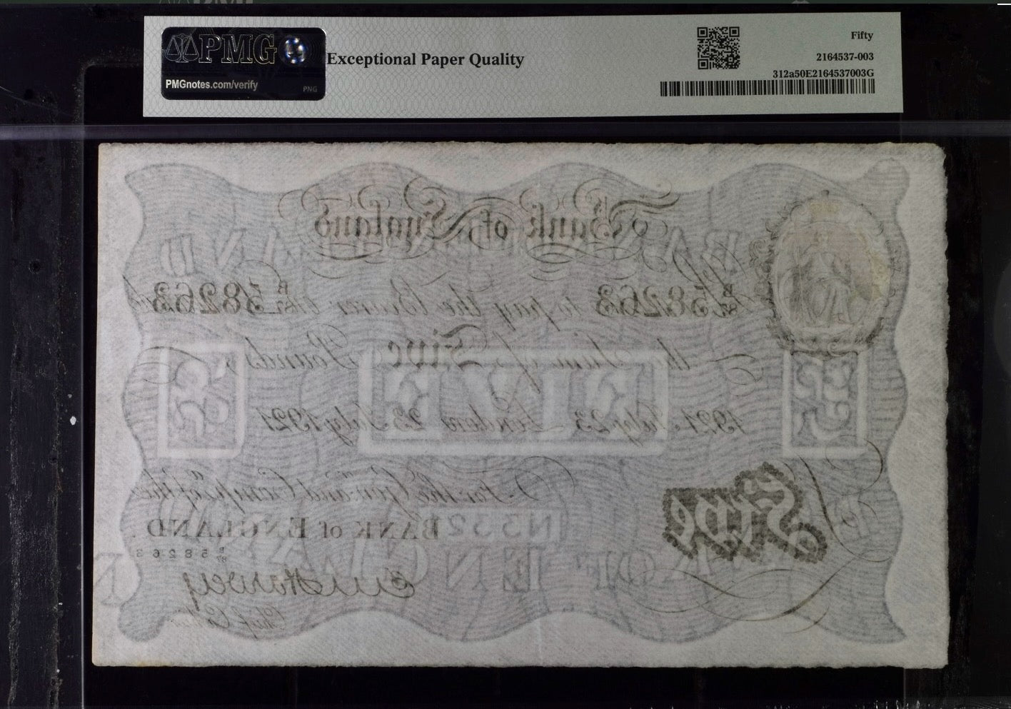 ENGLAND P.312a B209a 1921 Harvey £5 B87 AUNC 50 EPQ