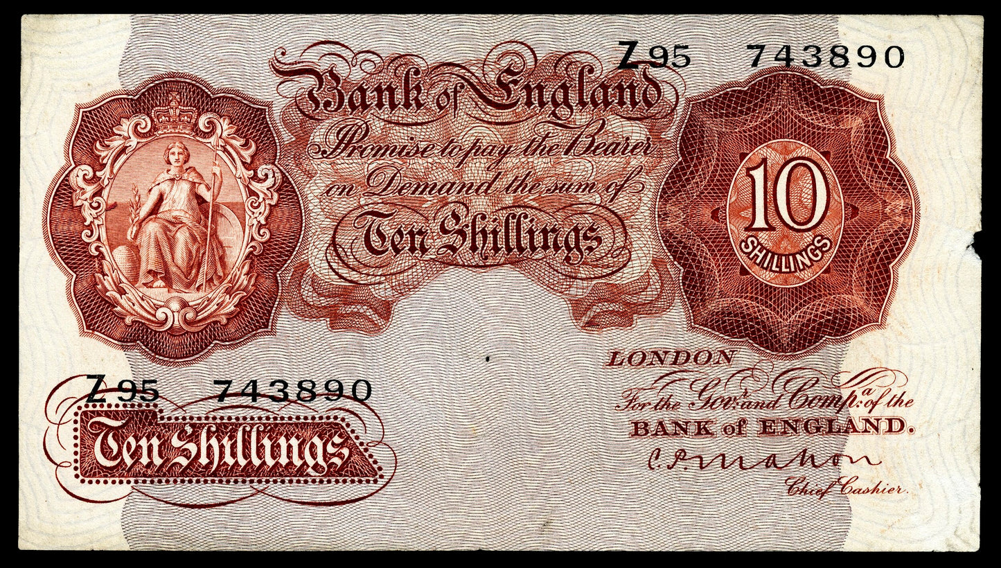 ENGLAND P.362.a B210 1928-1929 Mahon 10s NEF with tiny notch