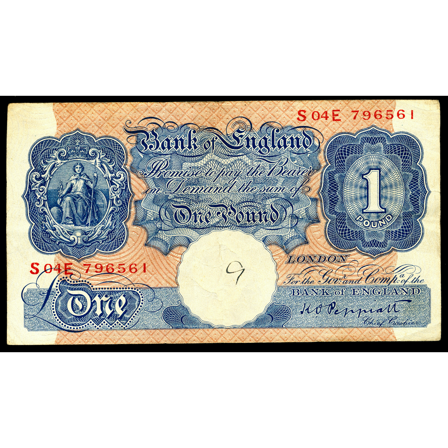 ENGLAND P.367a B250 1940-1948 Peppiatt £1 AVF S04E