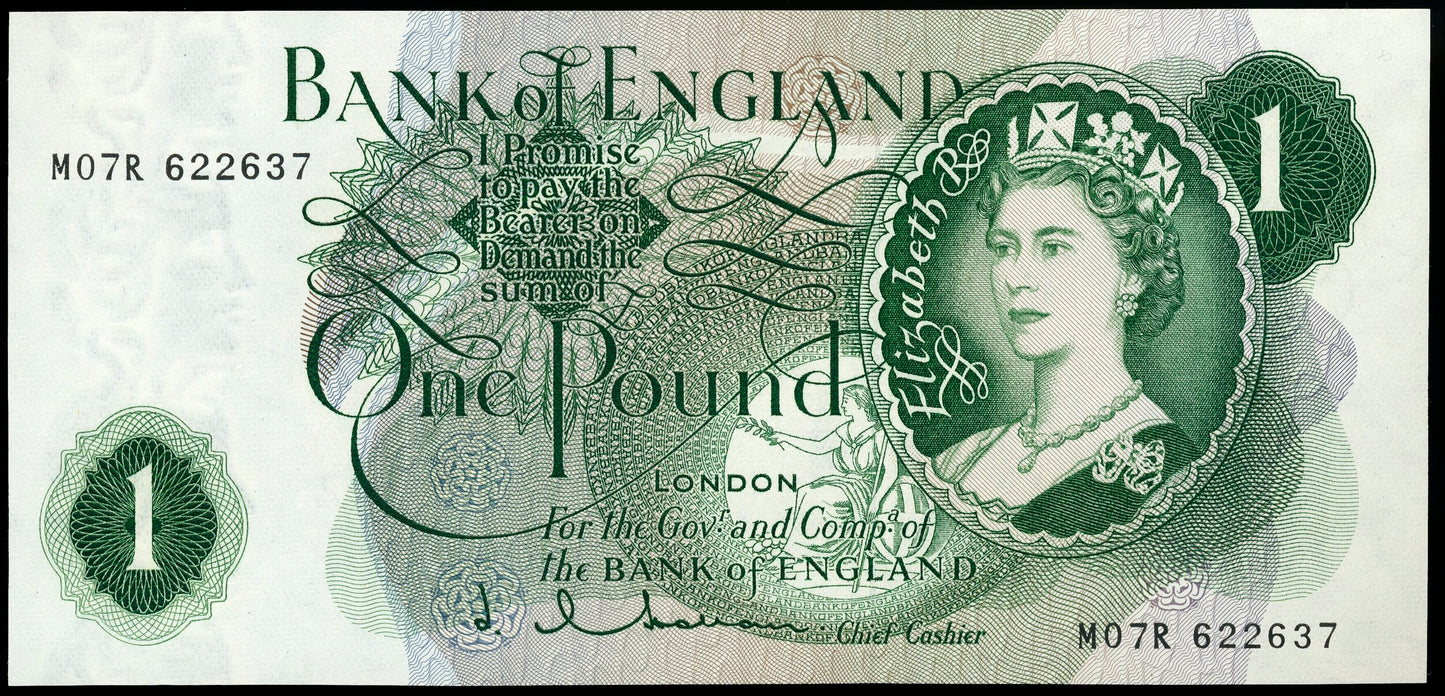ENGLAND P.374c B291 1962-1966 Replacement Hollom £1 M07R GEM UNC 65 EPQ