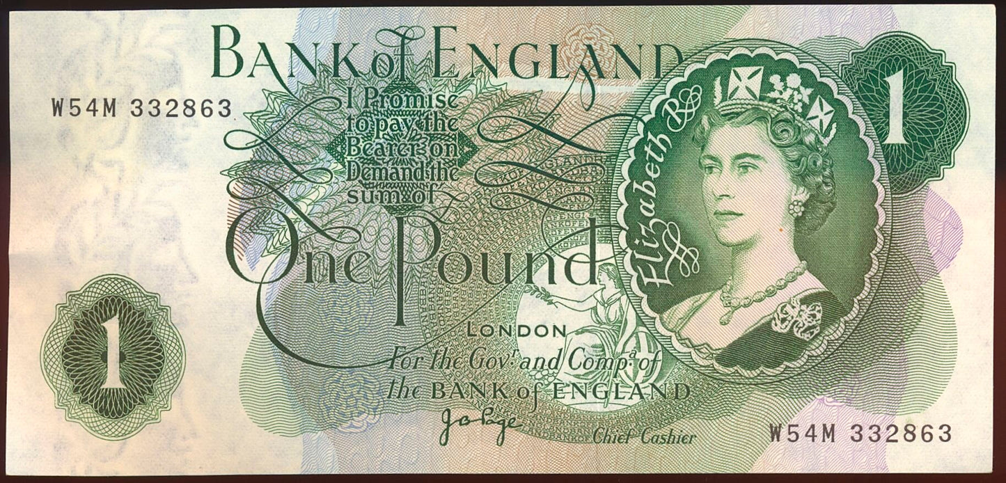 ENGLAND P.374g B321 1970-1977 Page £1 UNC Replacement W54M