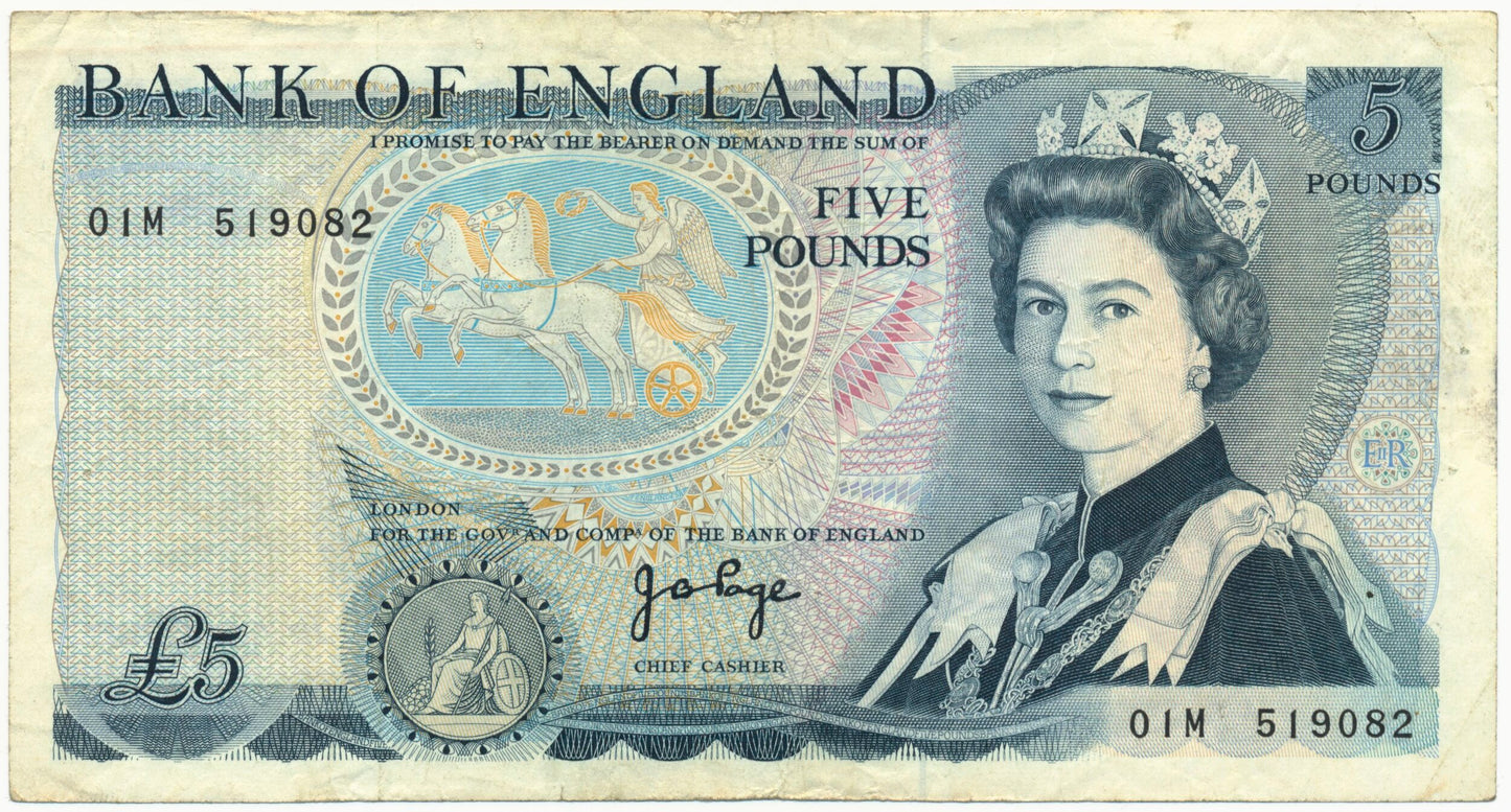 ENGLAND P.378b B335 1973-1980 First run Replacement Page £5 01M VF 30