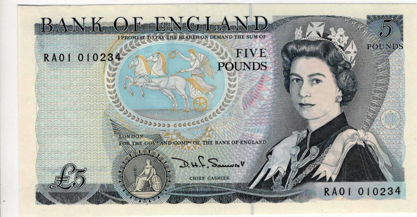 ENGLAND P.378e B345 1987-1988 Somerset First run £5 RA01 GEM UNC 65 EPQ