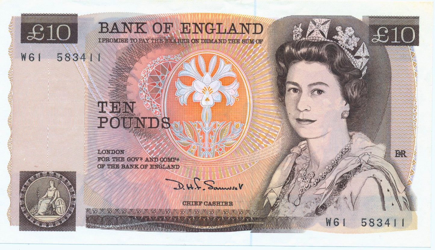 ENGLAND P.379b B346 1980-1984 Somerset £10 AUNC W61