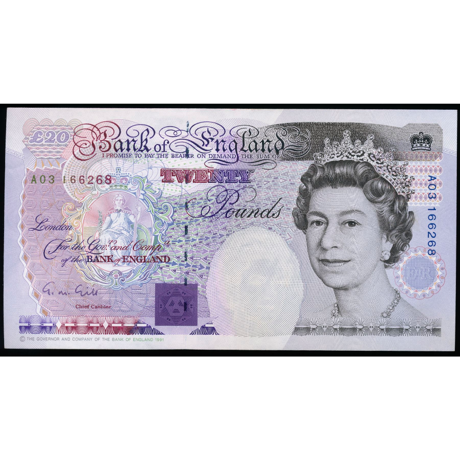ENGLAND P.384a B358 1990-1991 Gill First series £20 GEF A03