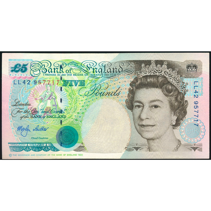 ENGLAND P.382Ab B381 1991-2002 Lowther £5 Replacement LL42 Choice AUNC 58