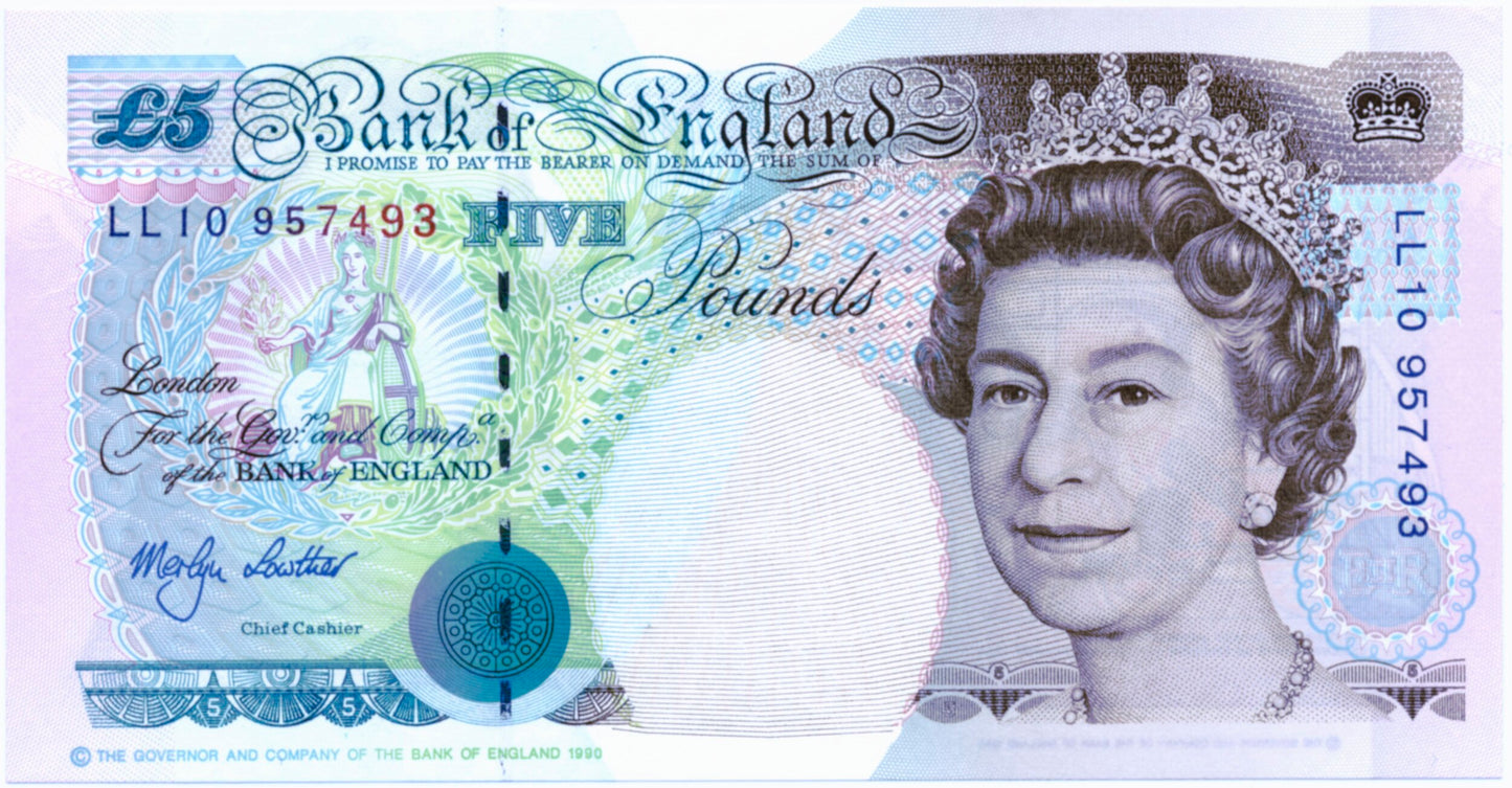 ENGLAND P.382Ab B381 1999-2002 Lowther Replacement £5 LL10 GEM UNC 66 EPQ