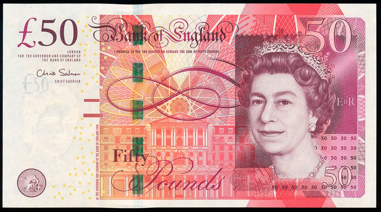 ENGLAND P.393a B410 2011-2015 Salmon £50 UNC AC38
