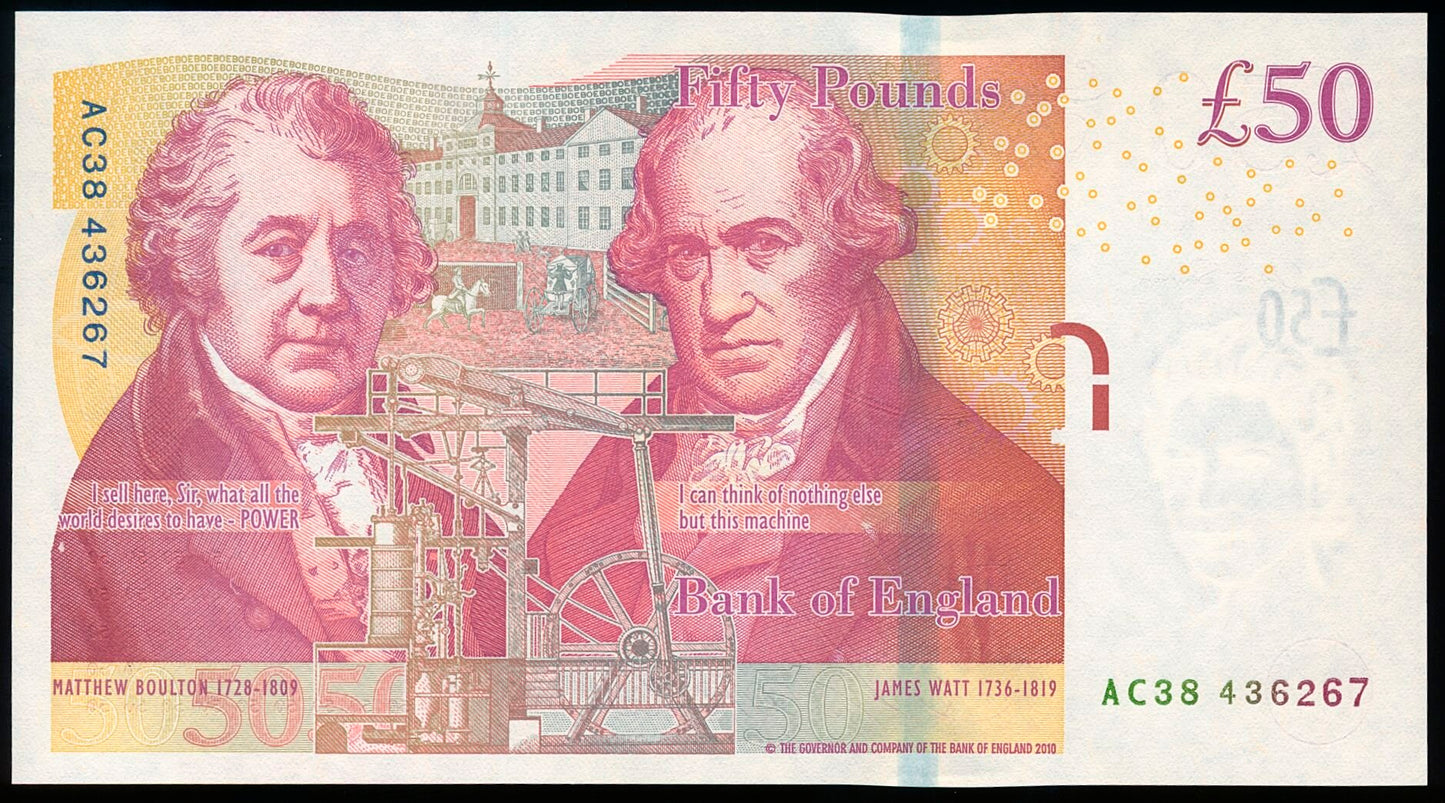 ENGLAND P.393a B410 2011-2015 Salmon £50 UNC AC38