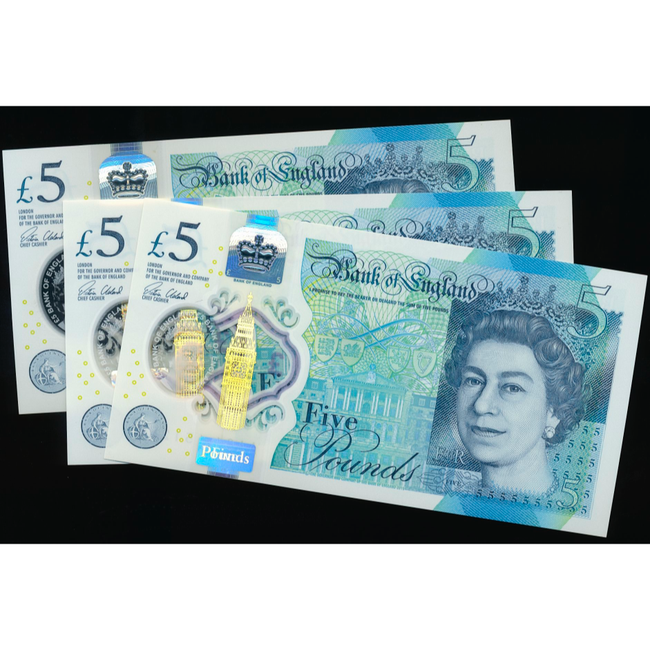 ENGLAND P.394 B414 2015-2019 Cleland First run £5 UNC AA01 3 consecutive notes