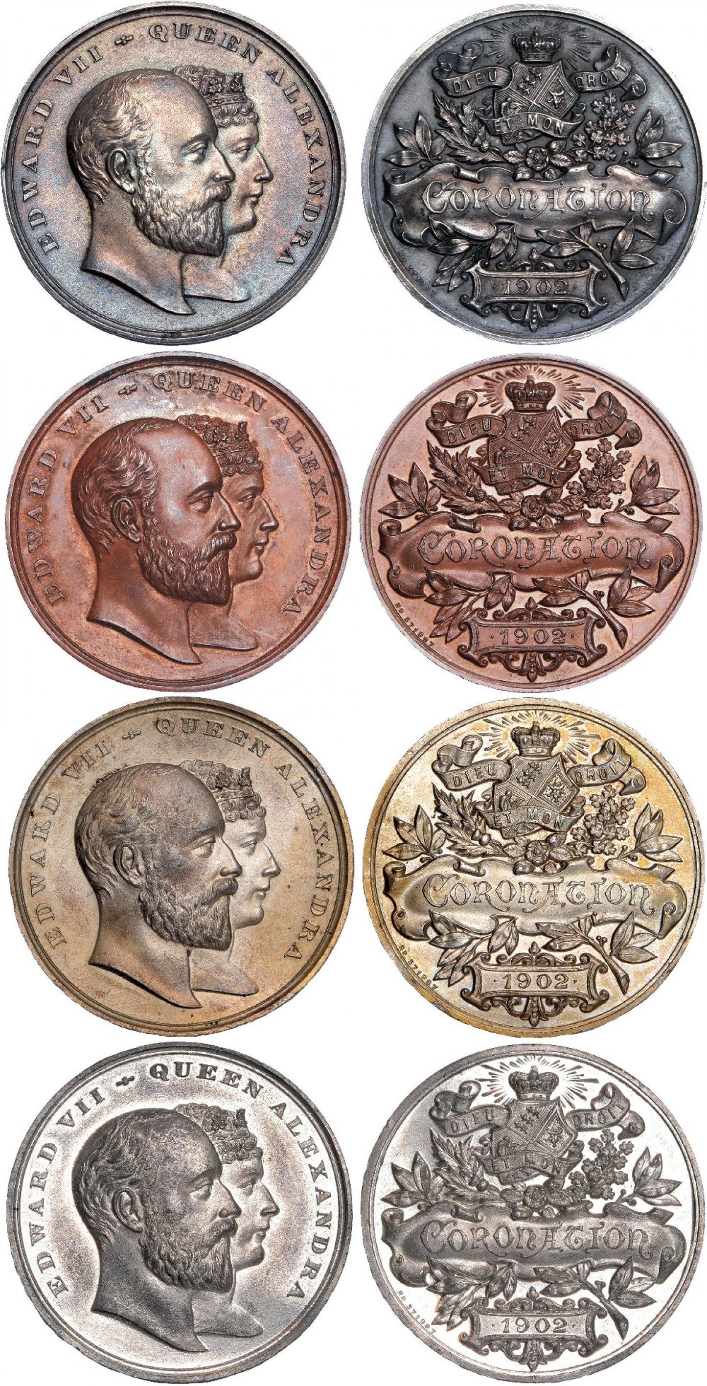1902 Coronation cased set of 4 medals BHM 3801 Very rare UNC