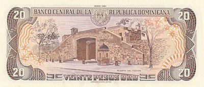 DOMINICAN REPUBLIC P.133 20 Pesos 1990 BANKNOTE UNC