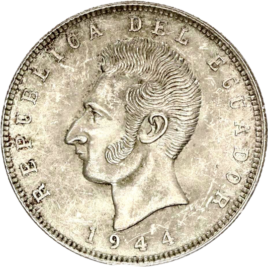 Ecuador KM79 1944 Silver 5 Sucres UNC