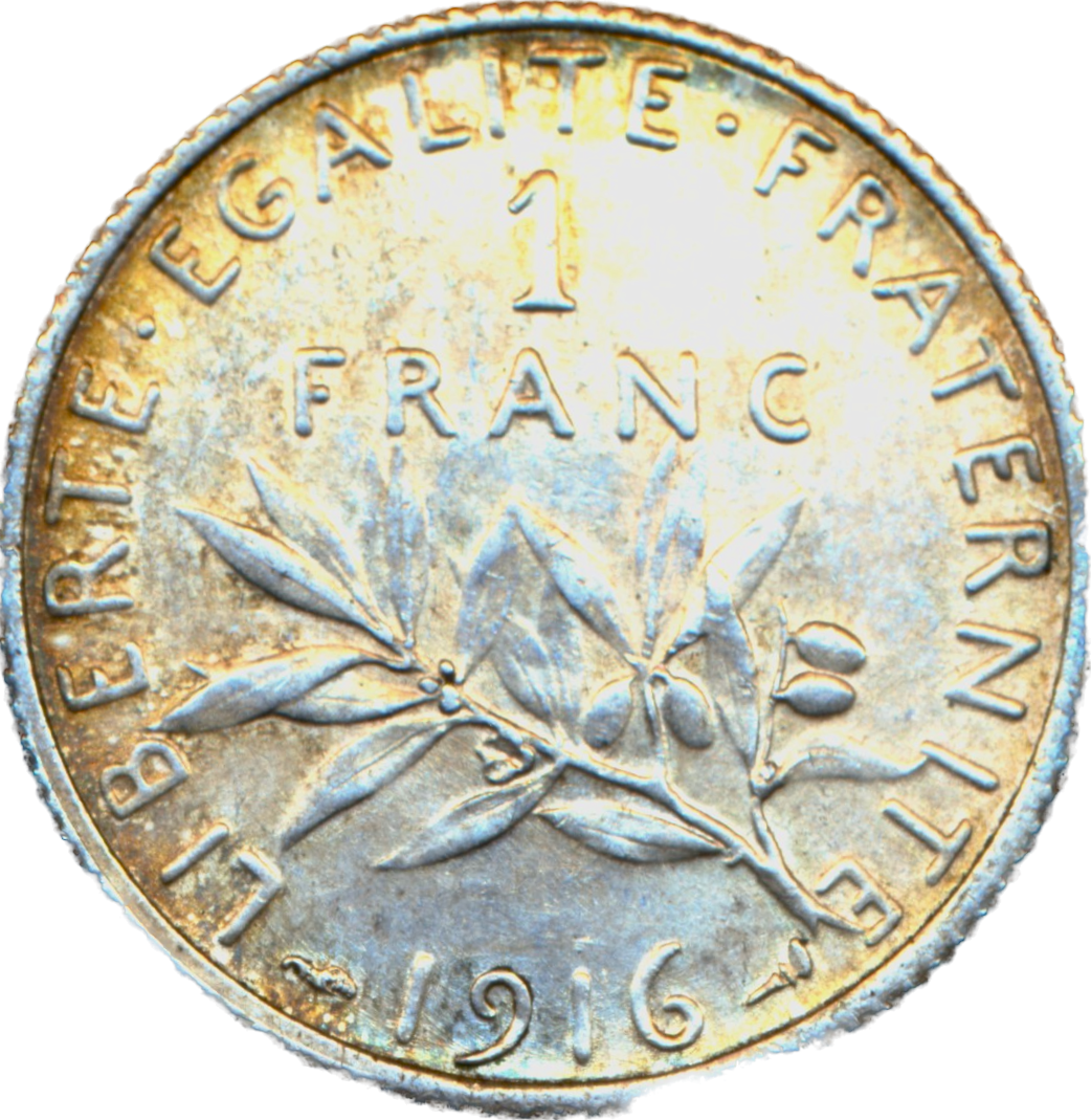 France KM844.1 1916 Silver Franc AUNC