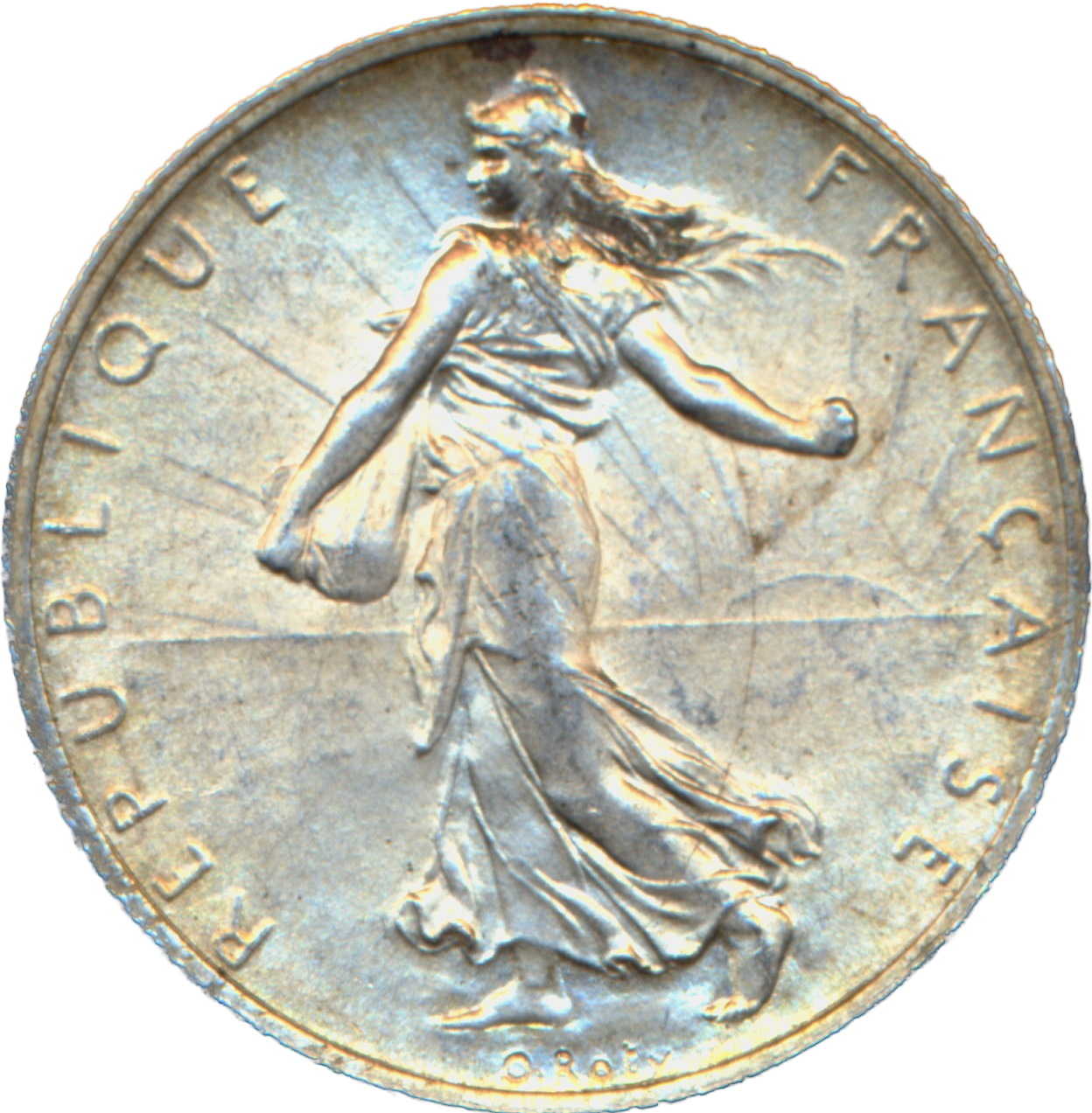 France KM845.1 1915 Silver 2 Francs GEF