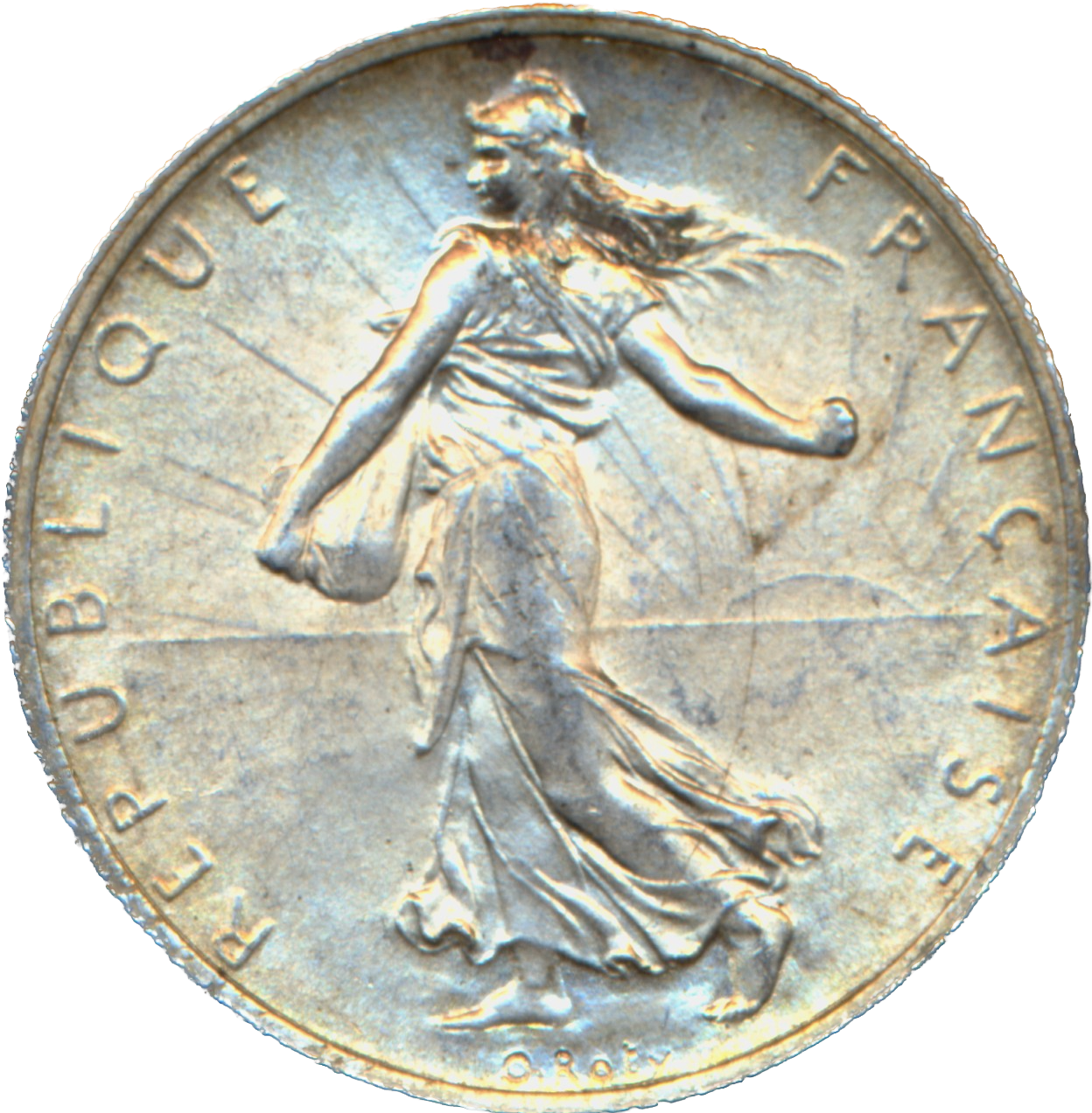 France KM845.1 1915 Silver 2 Francs GEF