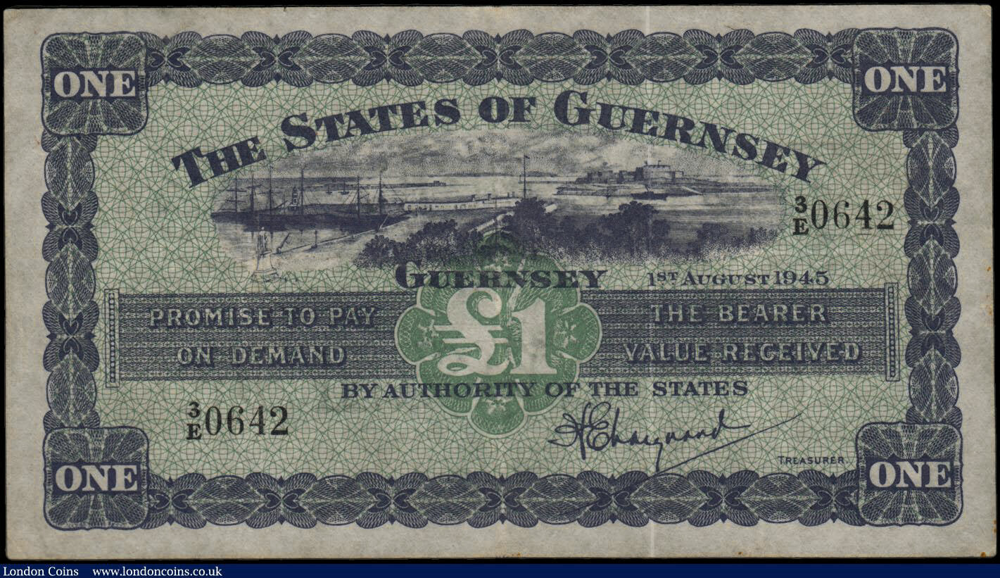 GUERNSEY P.43a GU33a 1945 £1 3/E EF 40