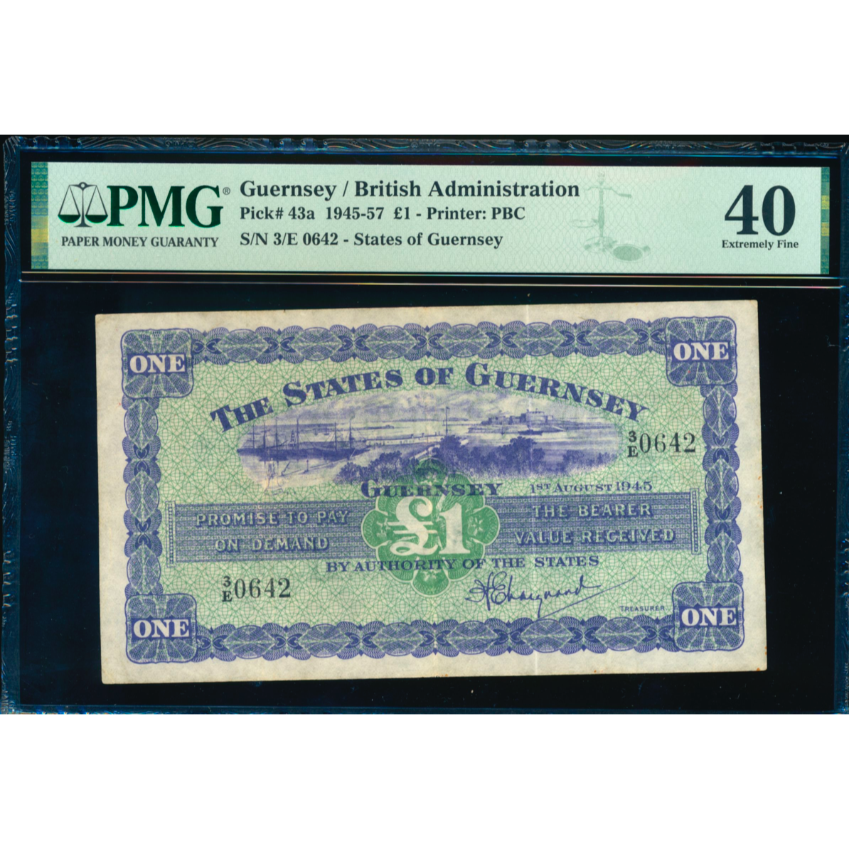 GUERNSEY P.43a GU33a 1945 £1 3/E EF 40