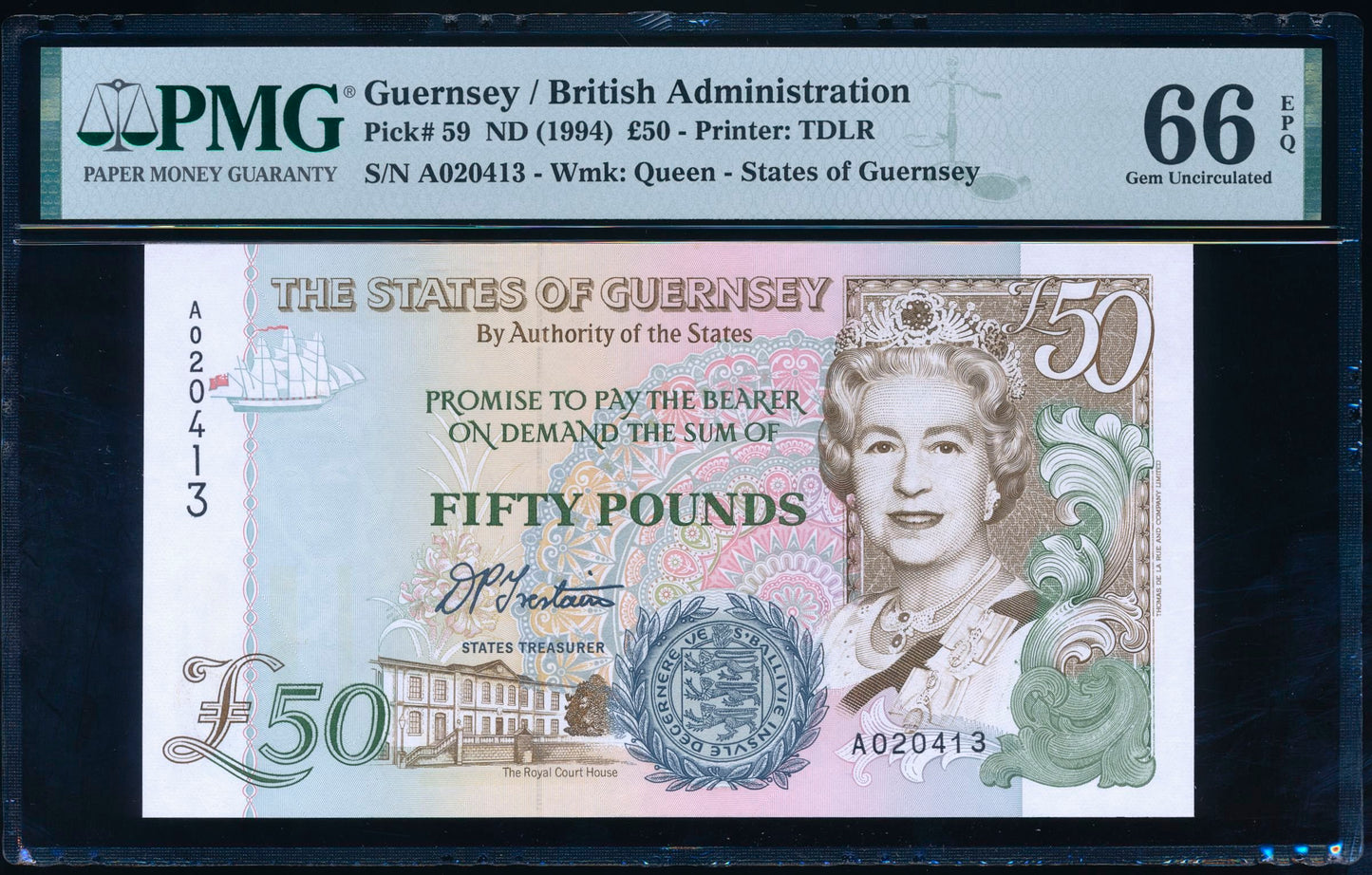 GUERNSEY P.59 GU71a 1994 £50 GEM UNC 66 EPQ