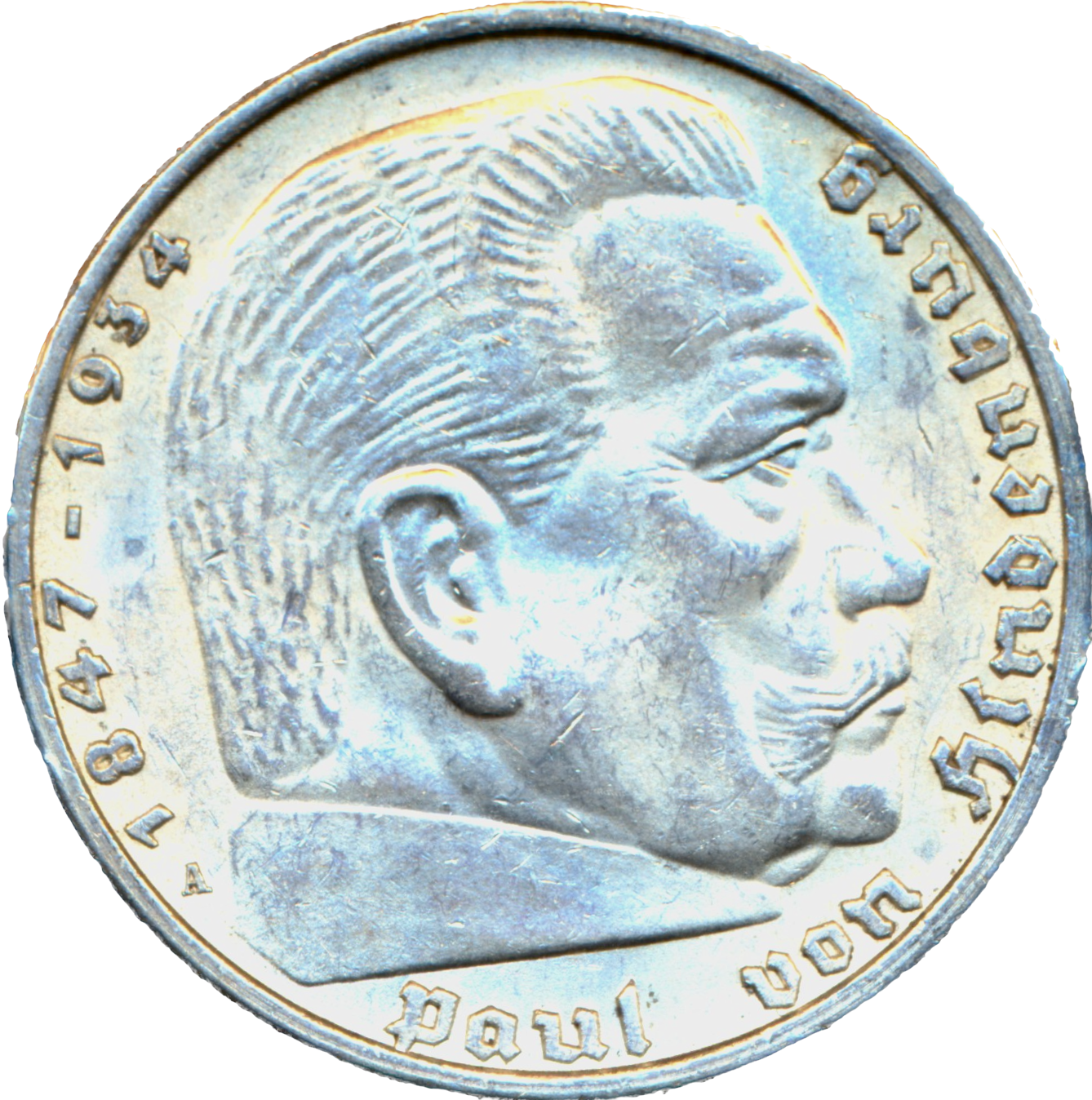 Germany KM94 1938 Silver 5 Marks EF