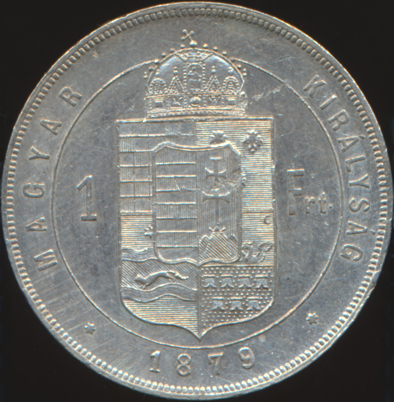 Hungary KM453.1 1879 Silver 1 Forint AUNC